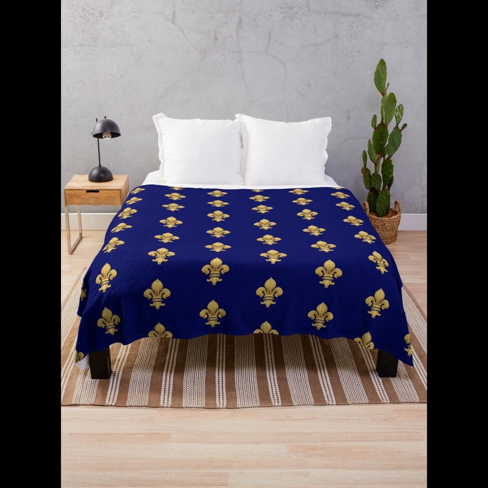 Home Textiles Throw - ロイヤル フルール ド リス ブルー スロー
