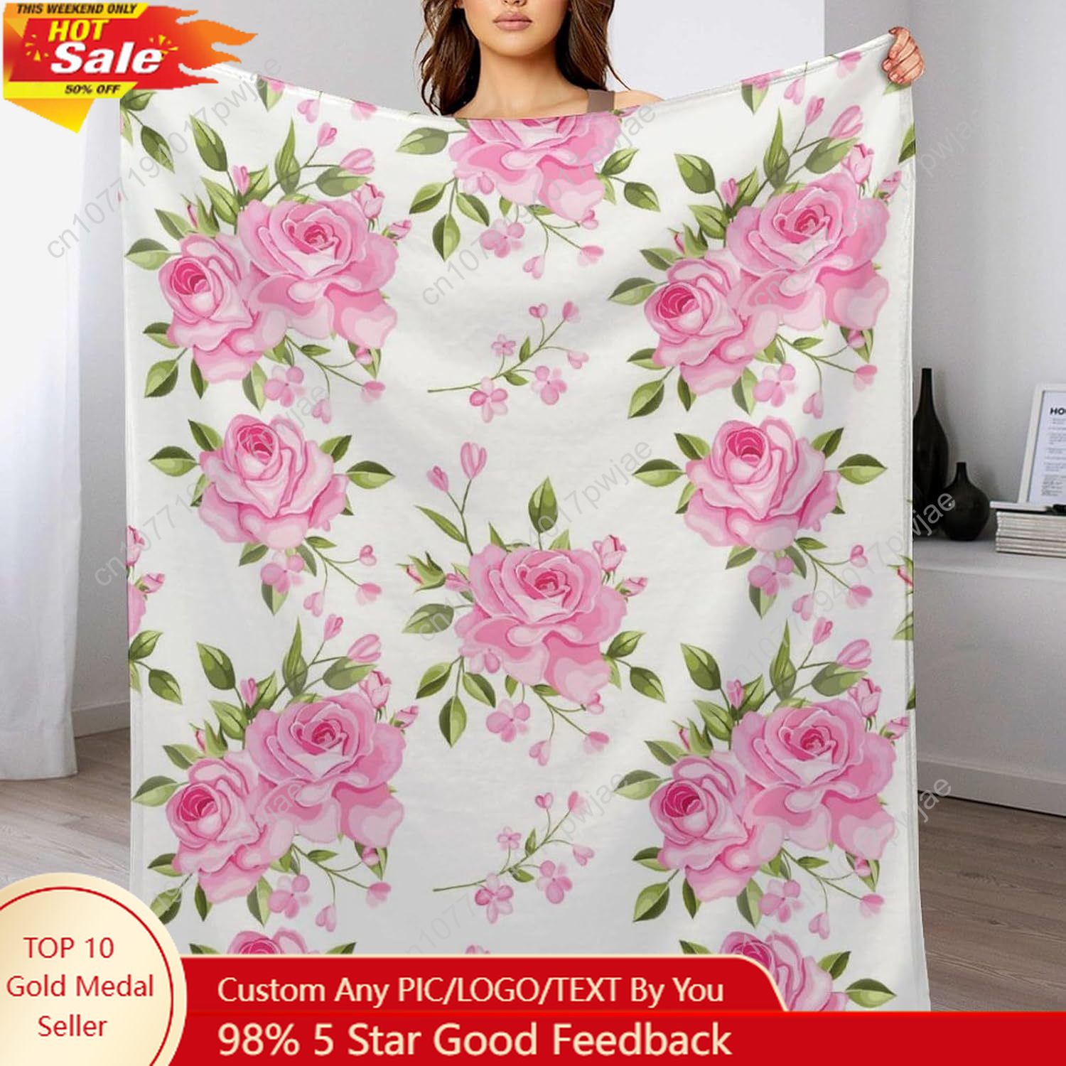 Home Textiles Throw - ピンクの花柄スローブランケット 花柄装飾 女性男性へのギフト スーパーソフトフランネルフリース 居心地の良い高級軽量ブランケット ベッド用、ソファ用