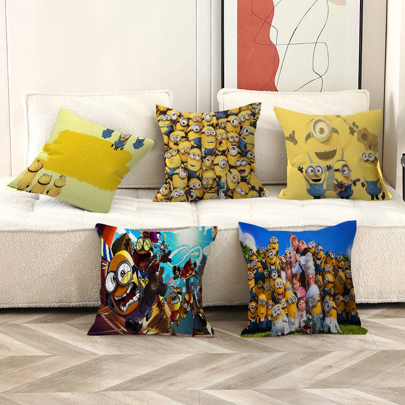 Home Textiles Throw - カートゥーンムービー M-ミニオンズ クッションカバー ポリエステル ソファクッション 装飾用スローピロー