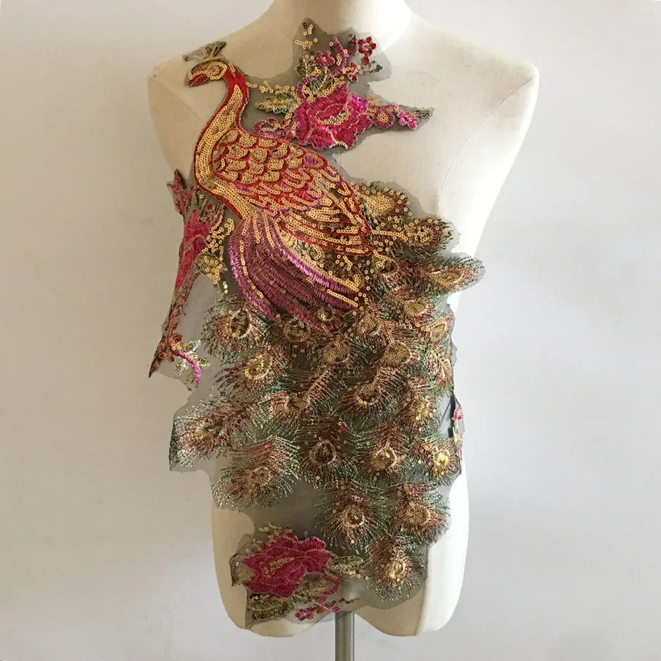 孔雀の羽のワンピース販売 DIY 工芸品スパンコール金糸刺繍 - Home Textiles Sale のレビューと価格