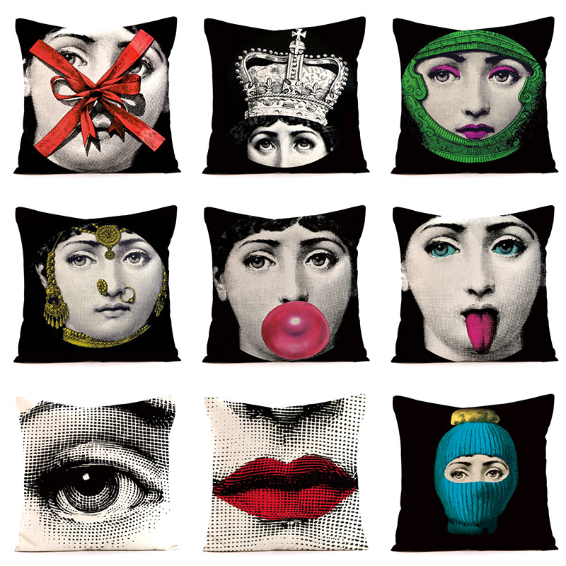 抽象的な北欧風フェイシャルパターンのプリント入りショートプラ - Home Textiles Throw のレビューと価格