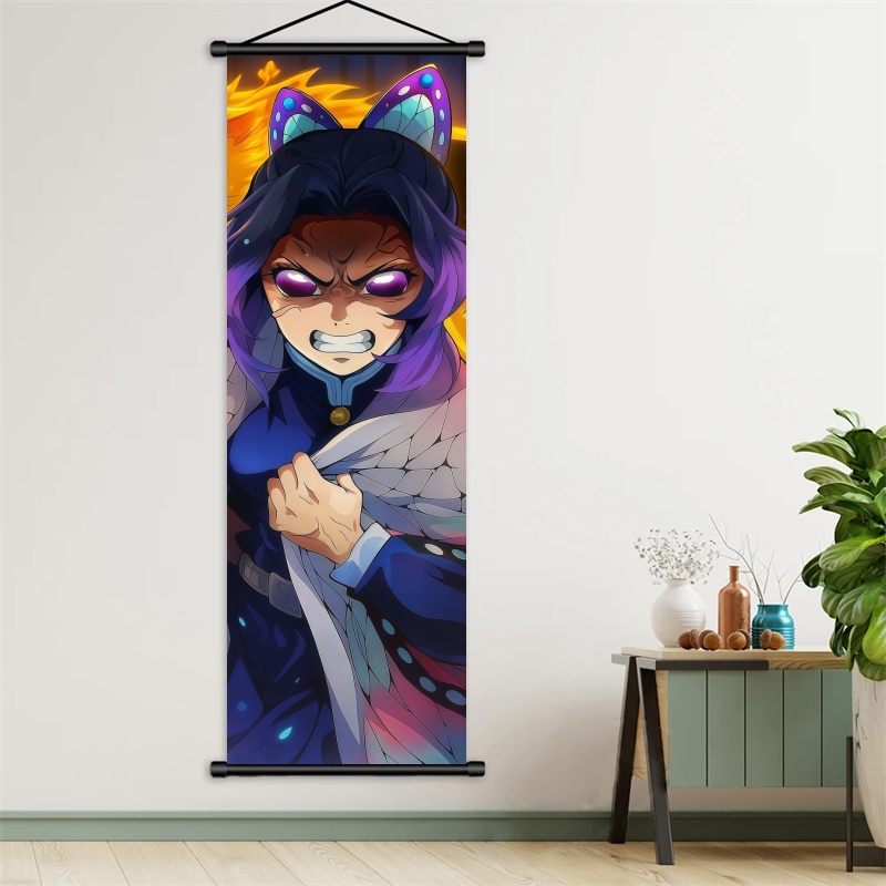 胡蝶しのぶ デーモンスレイヤーアートファブリック掛け軸、アニ - Textiles For Home のレビューと価格