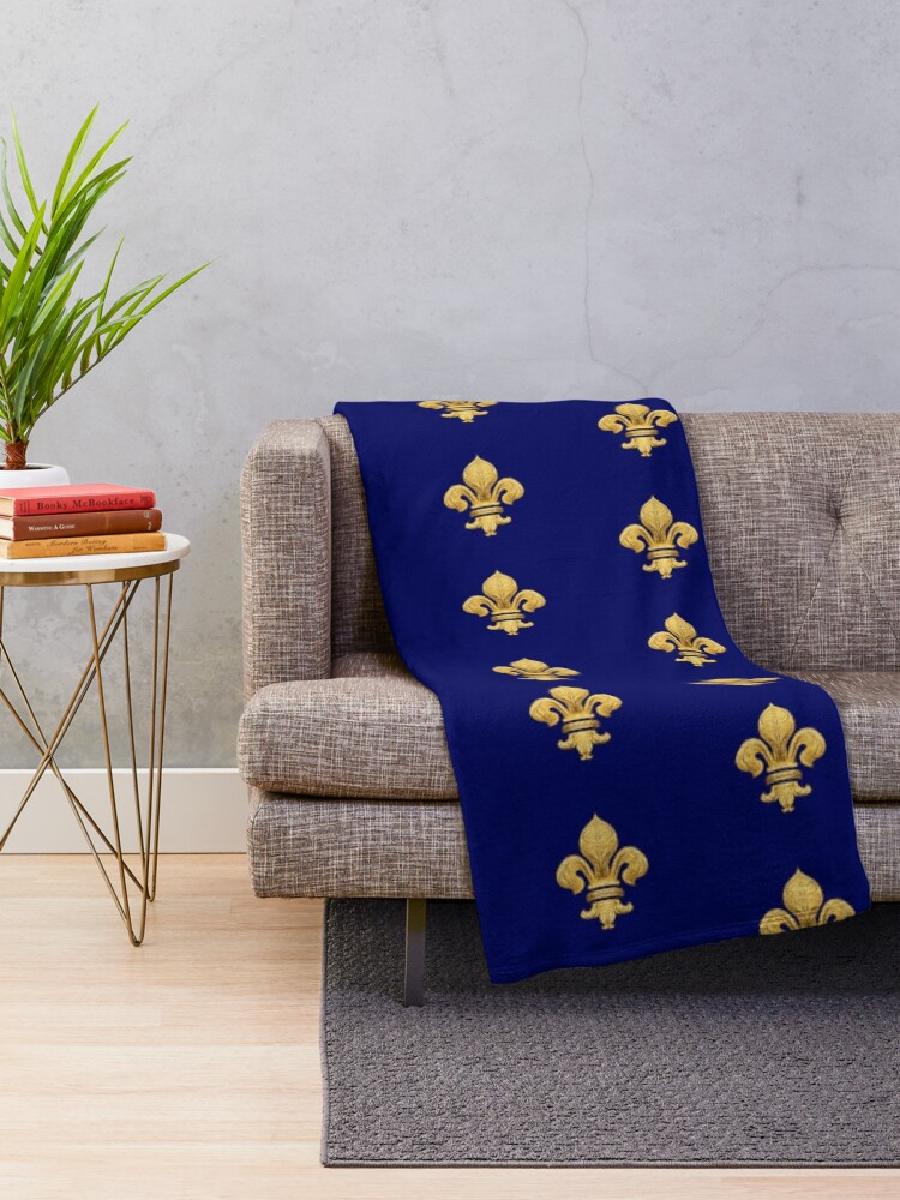 ロイヤル フルール ド リス ブルー スロー ブランケット  - Home Textiles Throw のレビューと価格