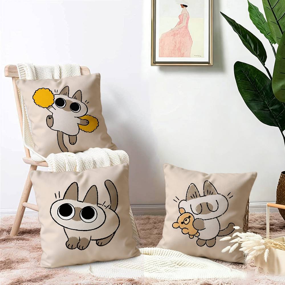 かわいいシャム猫シャオドゥーニクッションカバー、ファームハウ - Home Textiles Throw のレビューと価格