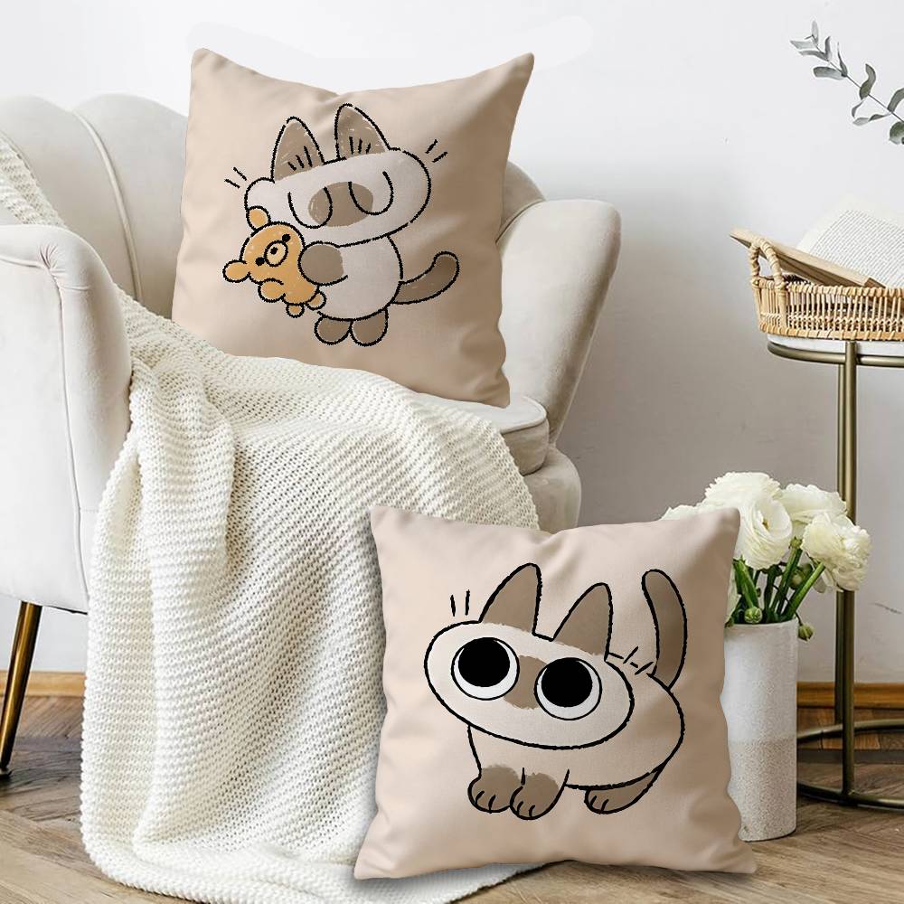 かわいいシャム猫シャオドゥーニクッションカバー、ファームハウ - Home Textiles Throw のレビューと価格
