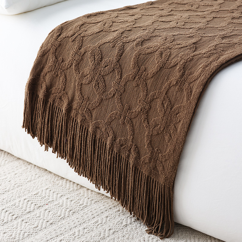 北欧風ニットベッドランナー ソフトテキスタイルベッドフラッグ - Home Textiles Throw のレビューと価格