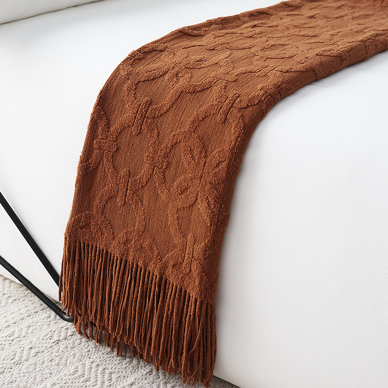 北欧風ニットベッドランナー ソフトテキスタイルベッドフラッグ - Home Textiles Throw のレビューと価格